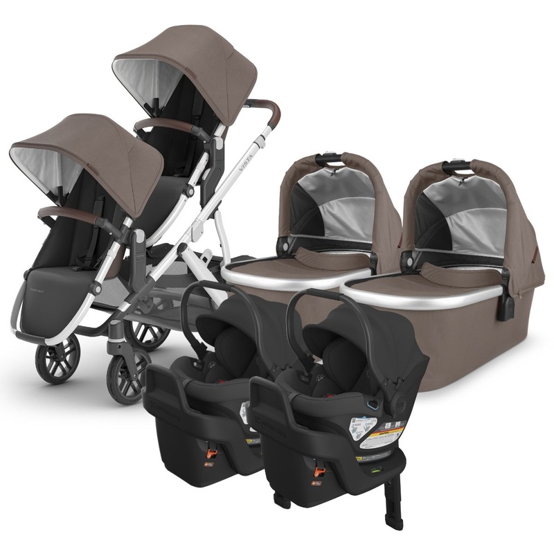 UPPAbaby VISTA V2 Twin Double Stroller + Aria Travel System Bundle with Rumble Seat V2+ – Theo / Jake