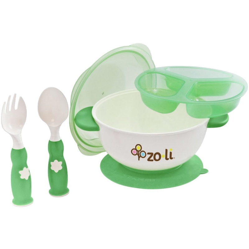 ZoLi Baby Stuck Suction Bowl Feeding Kit in Green