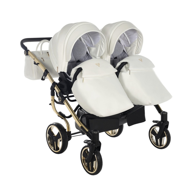 JUNAMA FLUO INDIVIDUAL SATIN DUO WHITE GOLD – 2IN1 (2 X CARRYCOTS & 2 X SEAT UNITS)