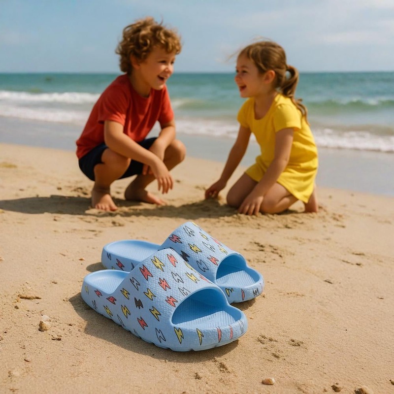 Printed Baby Blue Rubber Slippers