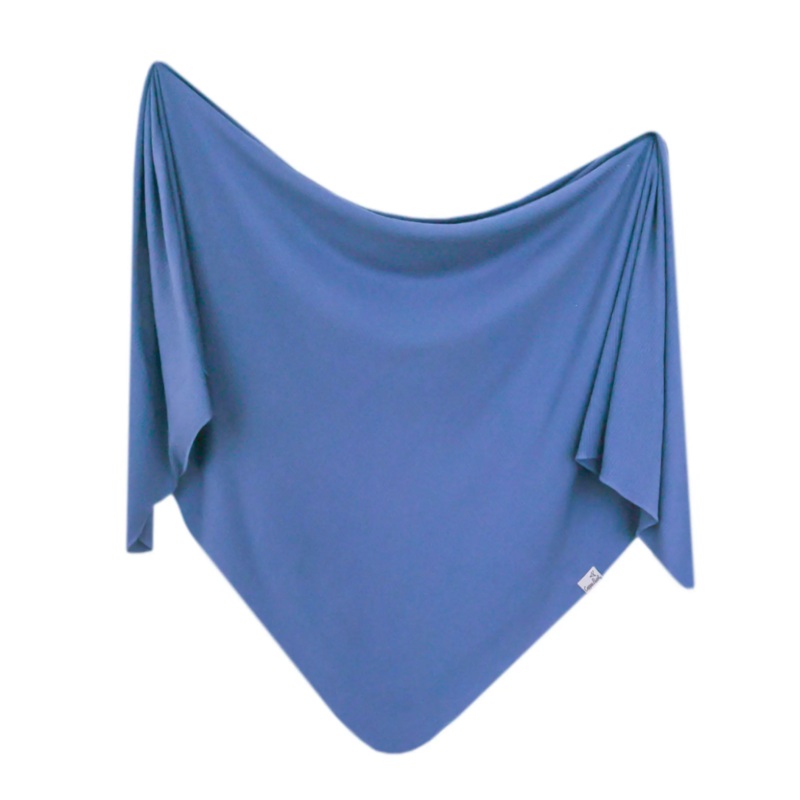 Ribbed Knit Swaddle Blanket – Indigo