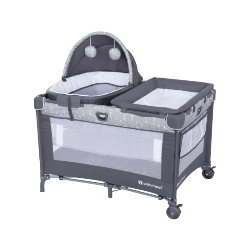Baby Trend Nursery Den Playard with Snooze Pod and Flip Over Changer, Diamond Sage
