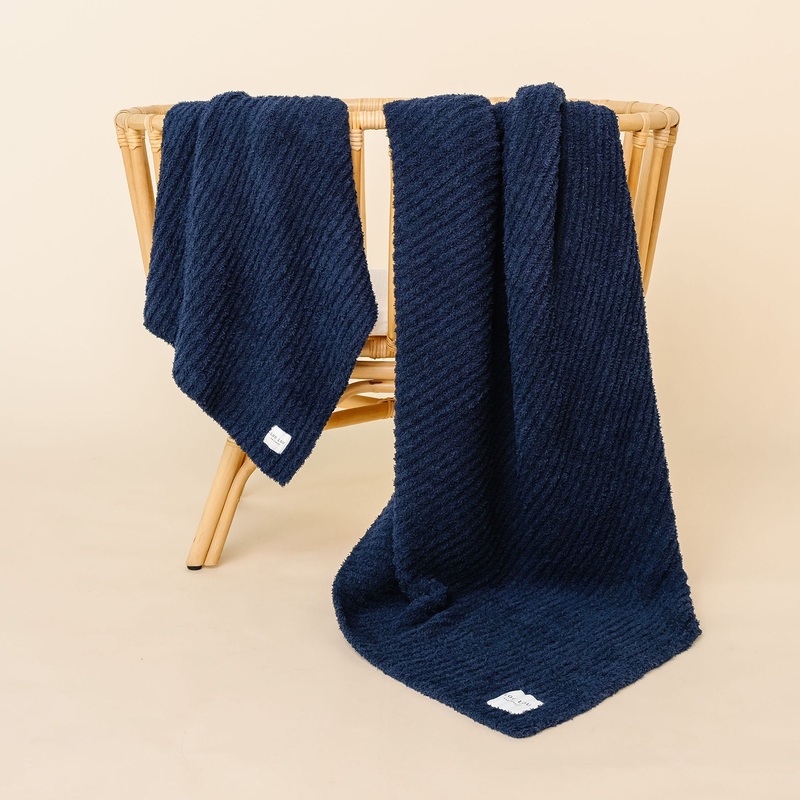 Chenille Blanket – Navy – Small & Large