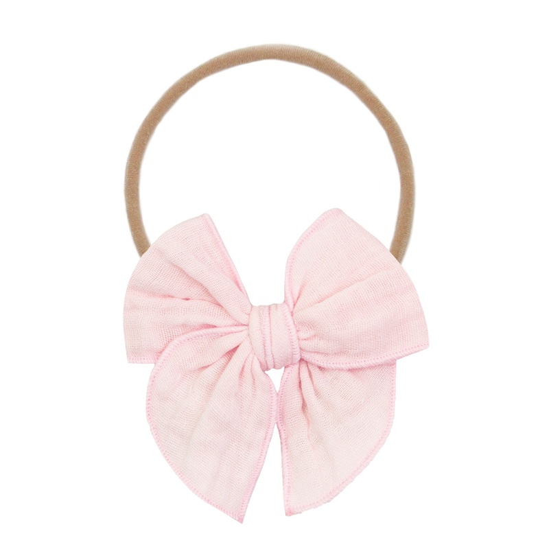 Cloud Muslin Heirloom Bow – Blush Headband