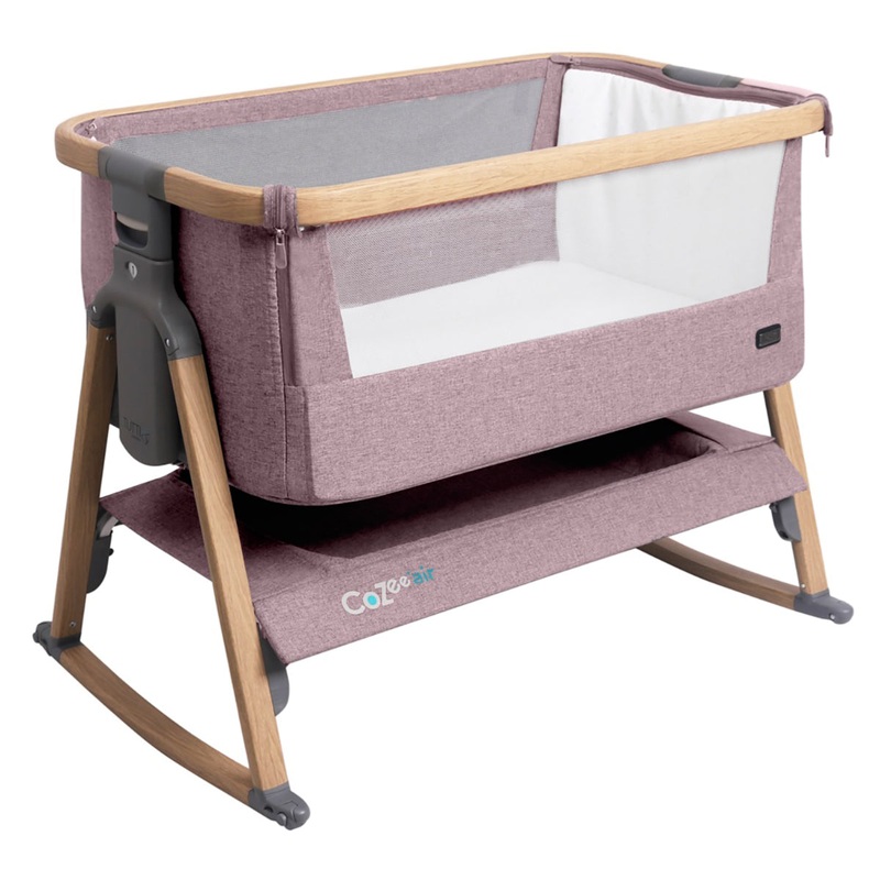 Tutti Bambini CoZee Air Bedside Crib – Oak / Light Pink