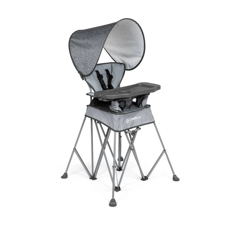 Go With Me Uplift Portable High Chair with Canopy – Elephant Gray