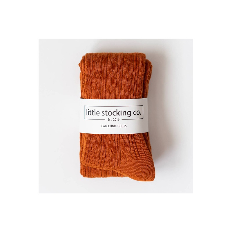 Little Stocking Co Pumpkin Spice Cable Knit Tight