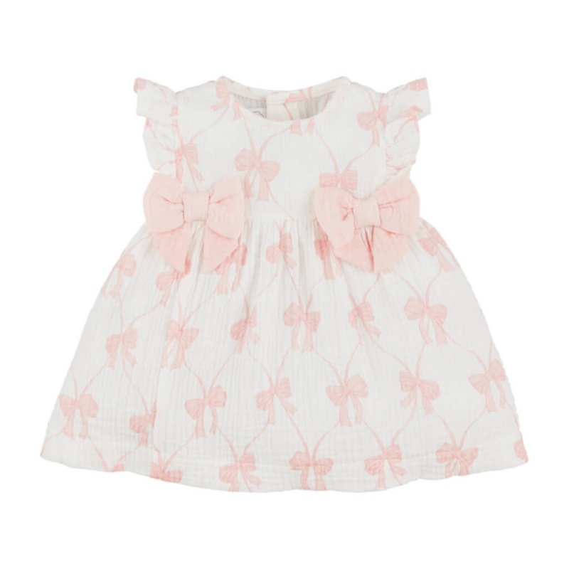 Pink Bow Muslin Dress