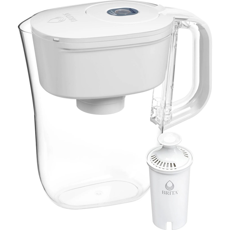 Water Filter 6-Cup Denali Water Pitcher Dispenser with Standard Water Filter – White