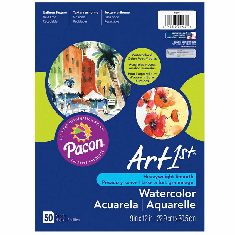 Watercolor Paper, 9″x12″, White 50 Sheets