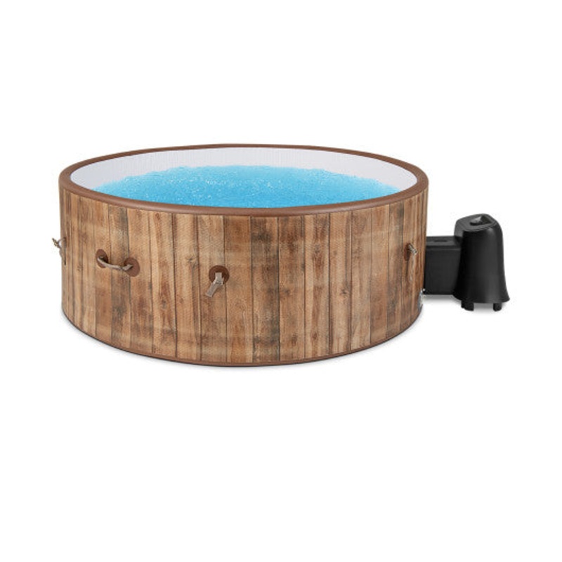 72 Inches Inflatable Hot Tub SPA With 120 Air Jets Electric Heater Pump for 4-6 Person-Coffee