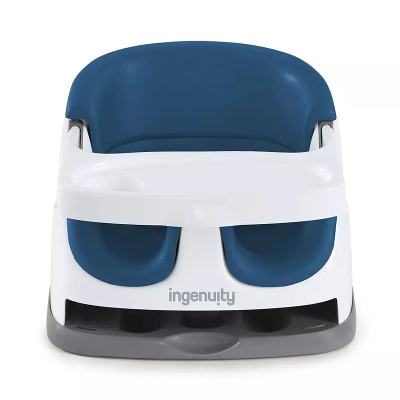 Baby Base 2-in-1 Booster Feeding and Floor Seat with Self-Storing Tray – Night Sky