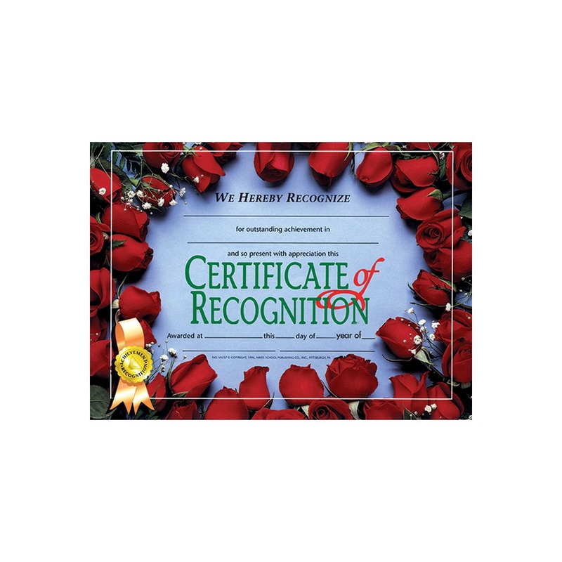 Certificate of Recognition, 8.5″ x 11″ – Pack of 30