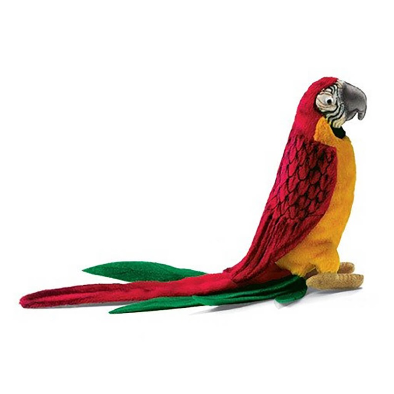 HNC Realistic Plush Animal Parrot Yellow Red