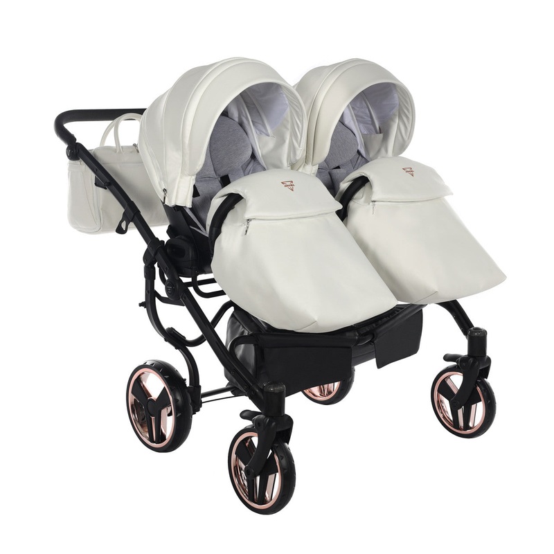 JUNAMA FLUO INDIVIDUAL SATIN DUO WHITE ROSE GOLD – 2IN1 (2 X CARRYCOTS & 2 X SEAT UNITS)