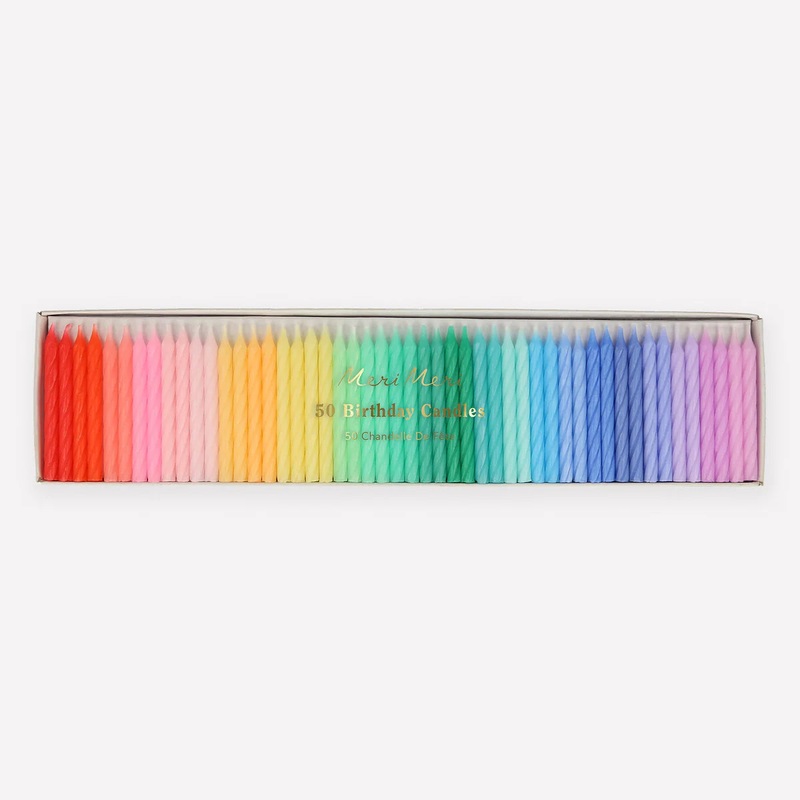 Meri Meri Rainbow Twisted Mini Candles – Set of 50