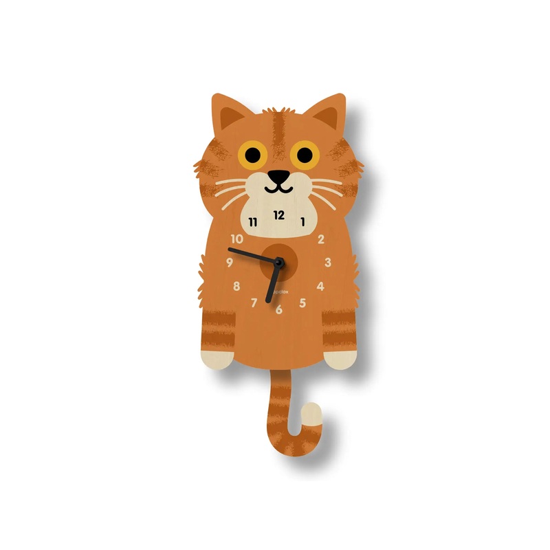 Popclox Kitten Pendulum Clock – Wood