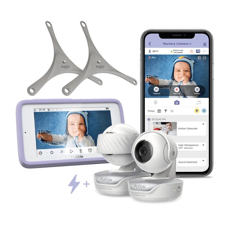 Hubble Nursery Pal Deluxe Twin 5″ Smart HD Wi-Fi Video Baby Monitor – White