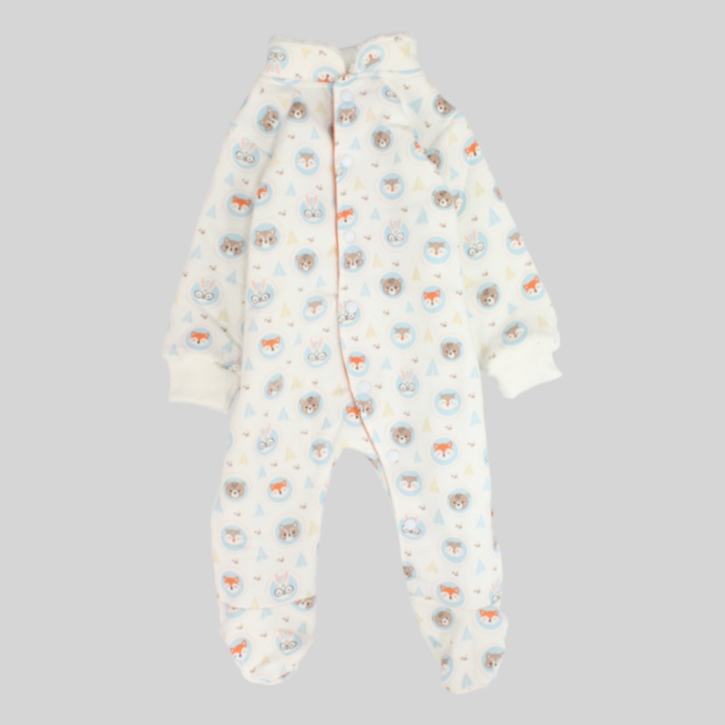 Baby Animal Heads Long-Sleeved Baby Footie