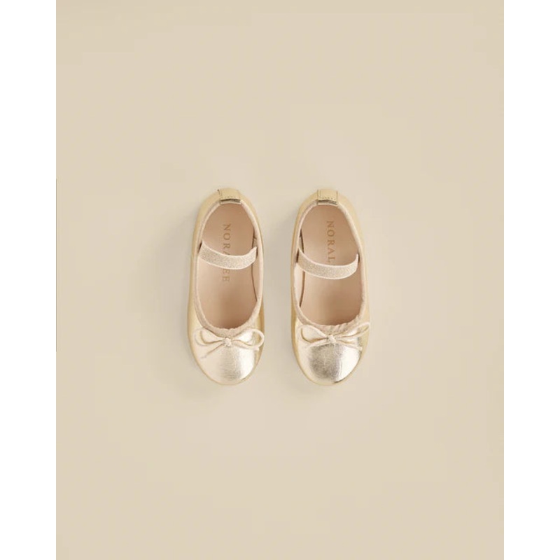 Noralee Ballet Flats – Metallic Ecru