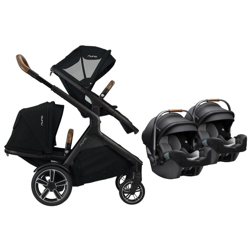 Nuna DEMI Grow + PIPA RX Twin Travel System with Aire Protect Canopy + Classic Canopy – Caviar