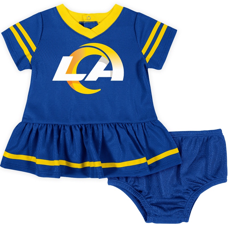 Baby Girls Los Angeles Rams Cheerleader Dress and Diaper Cover Set