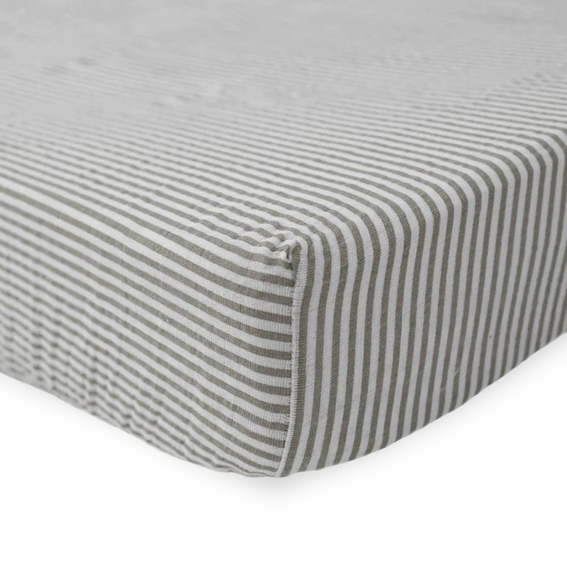 Cotton Muslin Crib Sheet – Grey Stripe