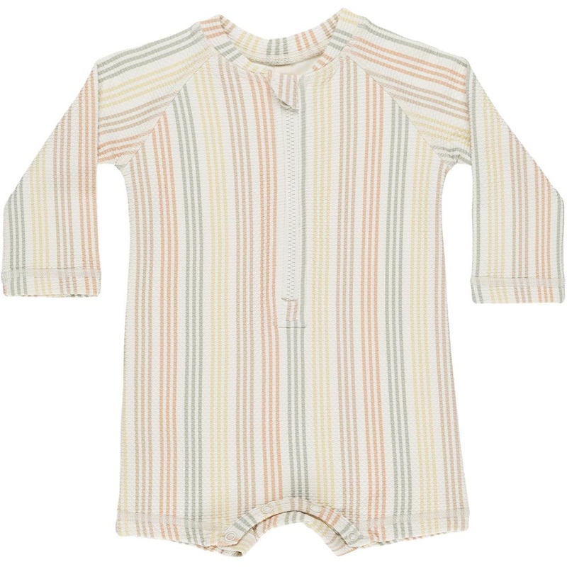 Quincy Mae Long Sleeve One-Piece Rashguard || Multi Stripe