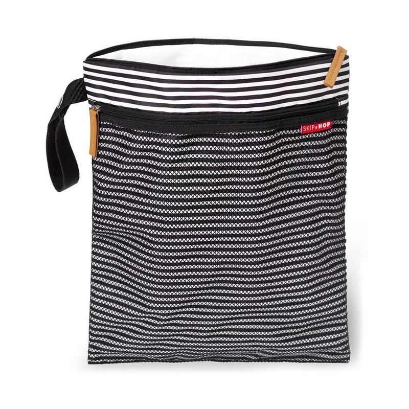 Skip Hop Grab and Go Wet/Dry Diaper Bag – Black/White Stripe
