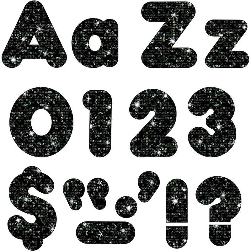 Black Sparkle 4″ Casual Combo Ready Letters