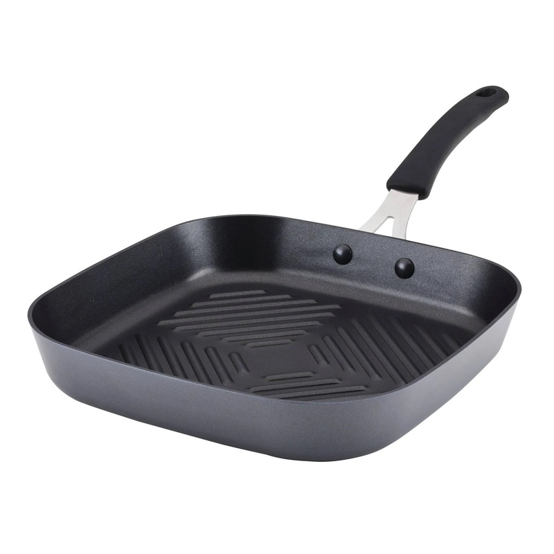 Cook + Create 11″ Hard Anodized Nonstick Square Deep Grill Pan with Black Handle