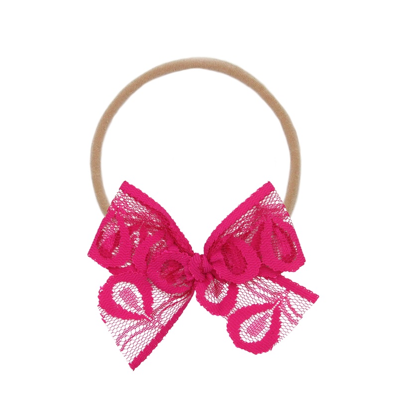 Lace Bow – Hot Pink Headband