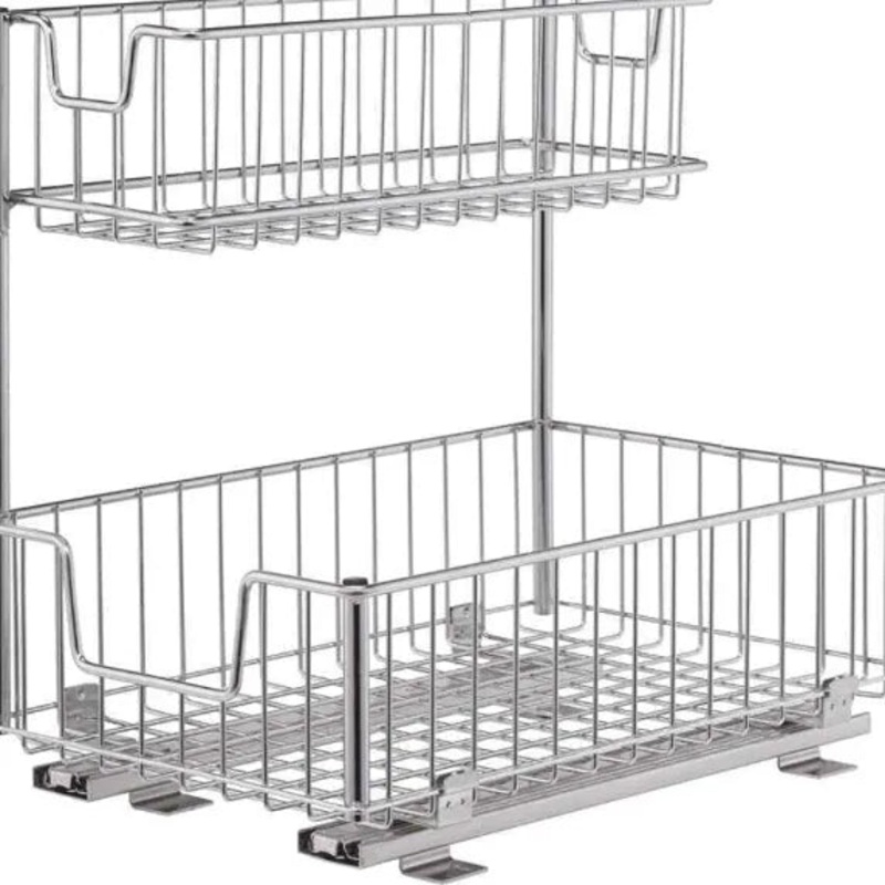 Sliding Undersink Organizer With Mounting Hardware – Chrome Sliding Pull Out