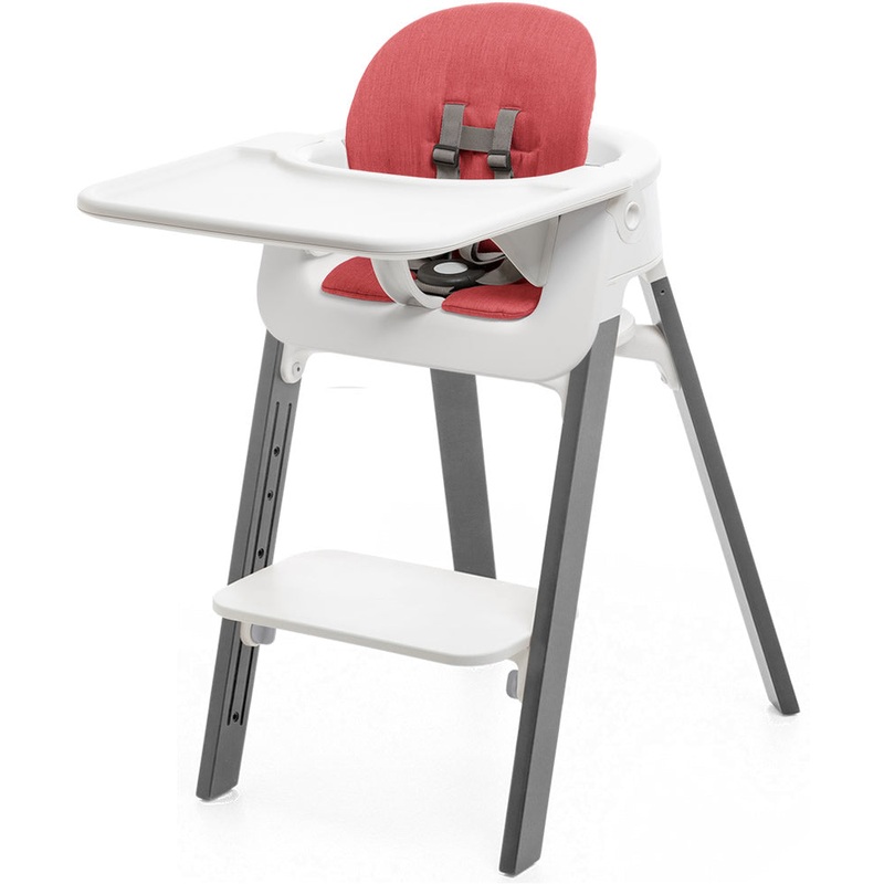 Stokke Steps Complete High Chair with Cushion – White/Storm Grey/Red