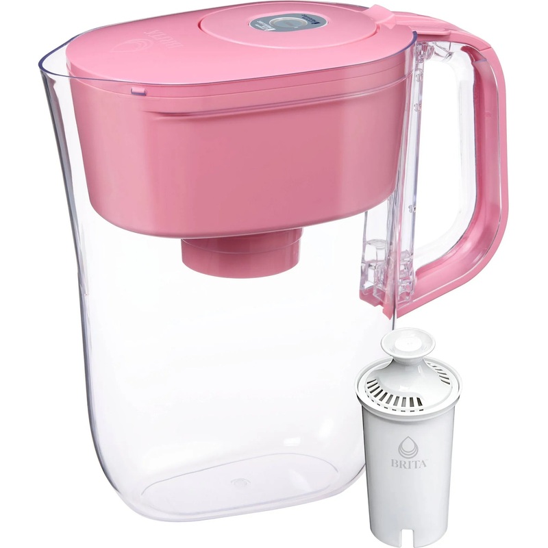 6-Cup Denali Water Pitcher Dispenser with Standard Water Filter- Cherry Blossom Pink