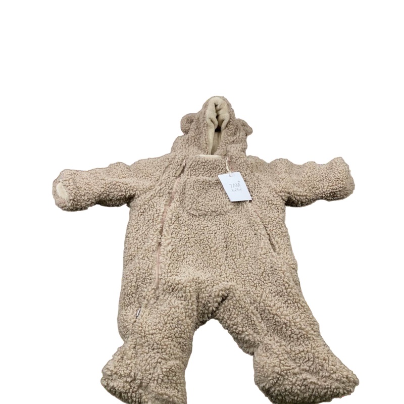 7 A.M. Enfant Teddy Jumpsuit Bebe, 6-12 Months, Oatmeal