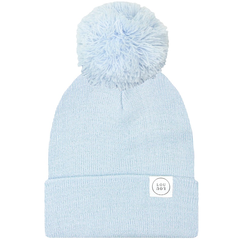 Beanie with Pom – Powder Blue