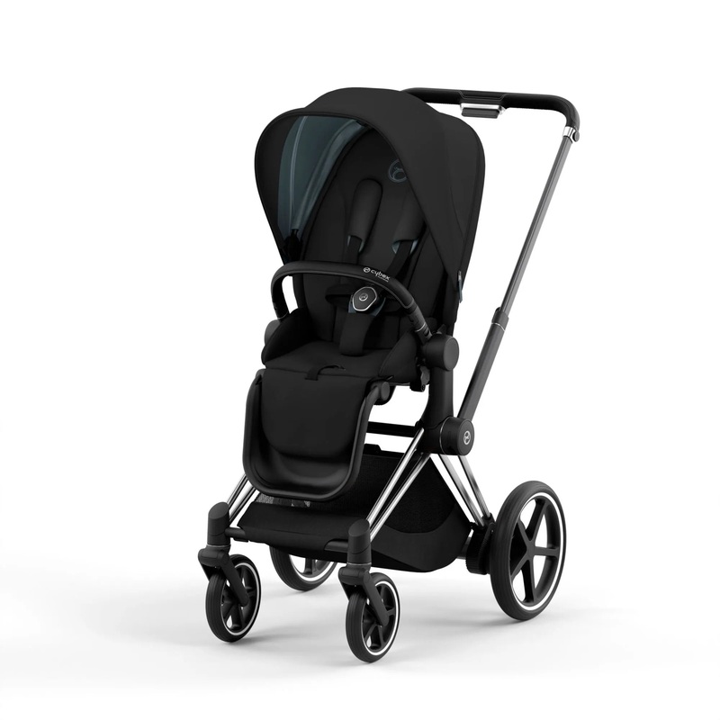 E-priam 2  Electric Stroller – Chrome Frame/Black