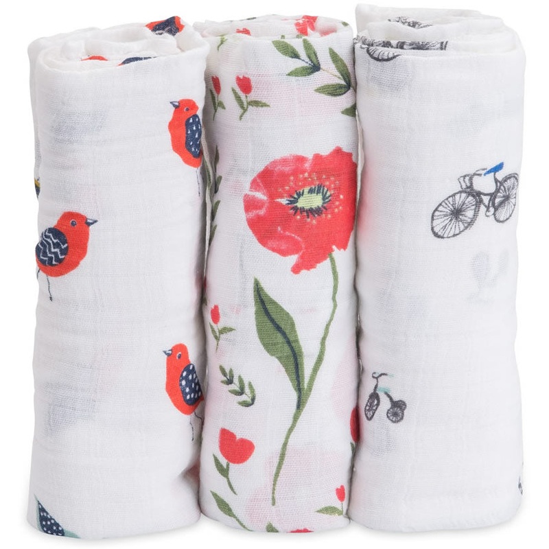 Little Unicorn Cotton Muslin Swaddle 3-Pack – Summer Poppy