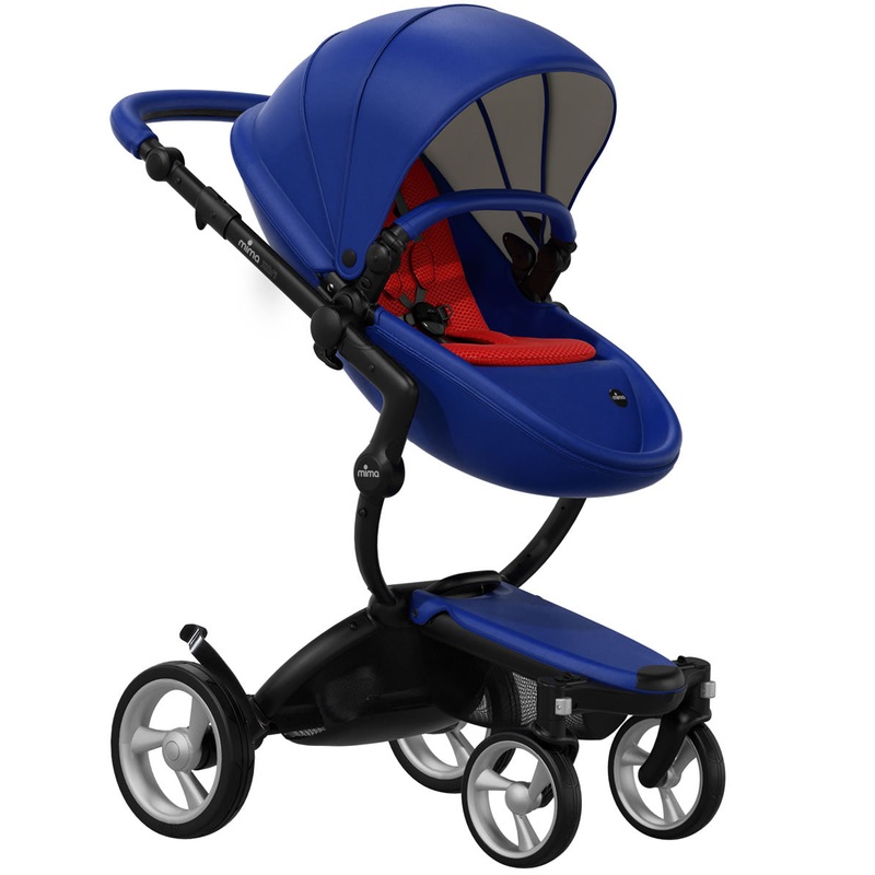 Mima Xari Complete Stroller, Black – Royal Blue / Ruby Red
