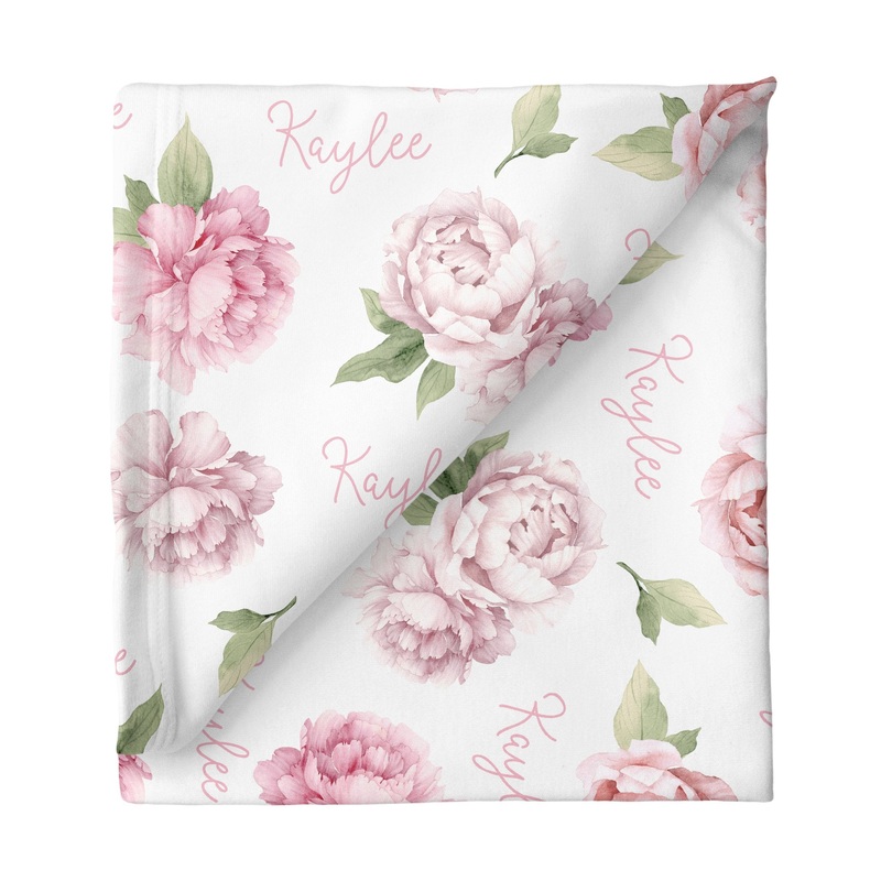 Sugar + Maple Large Stretchy Blanket – Pink Peonies