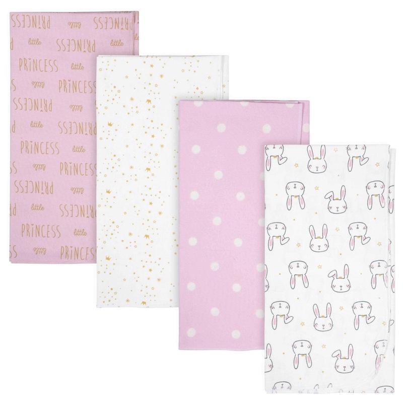 Gerber 4-Pack Baby Girls Princess Flannel Blankets