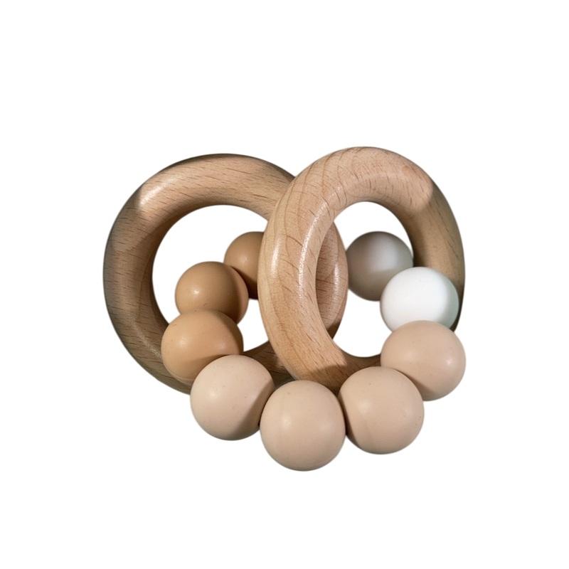 LouLou Lollipop Silicone And Wood Teether, Neutral