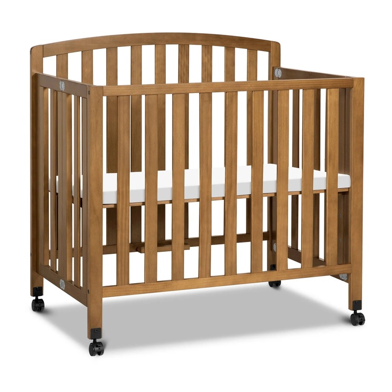 Dylan Folding Portable 3-in-1 Mini Crib and Twin Bed – Chestnut