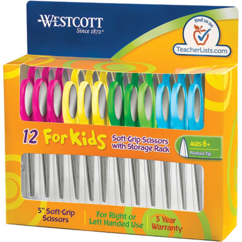 Westcott Soft Handle 5″ Kids Scissors Classpack, Pointed