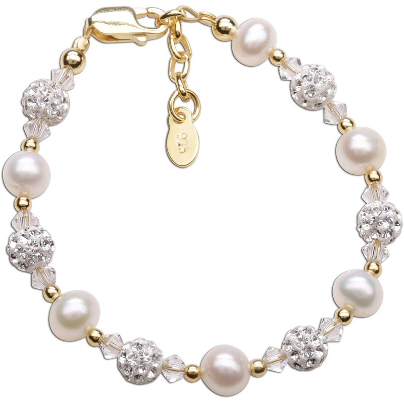 Cherished Moments Charlotte 14K Gold Plated Pearl Baby or Child’s Bracelet