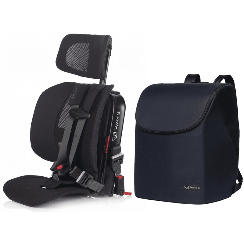 WAYB Pico Portable Car Seat Bundle, 2023, Jet, Deluxe Bag