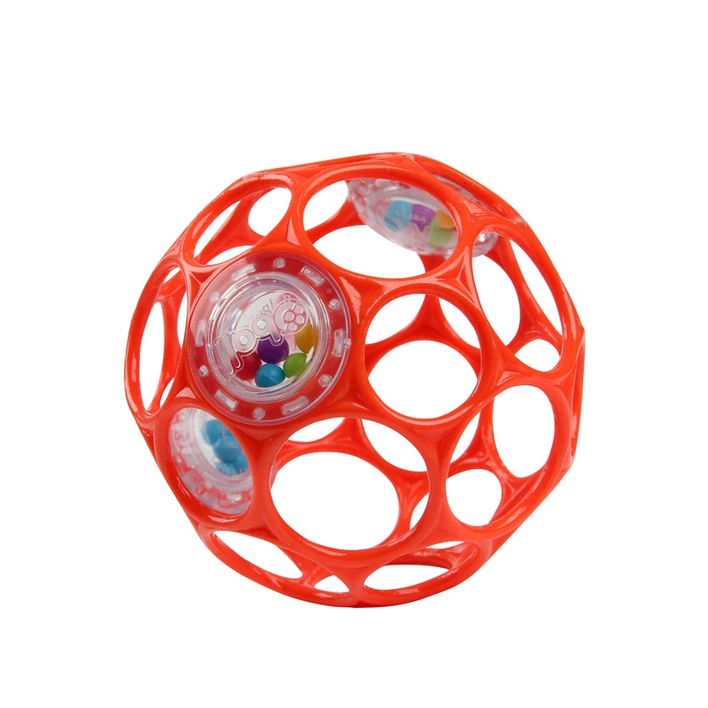Oball Easy Grasp Rattle BPA-Free Infant Toy in Red, 4″