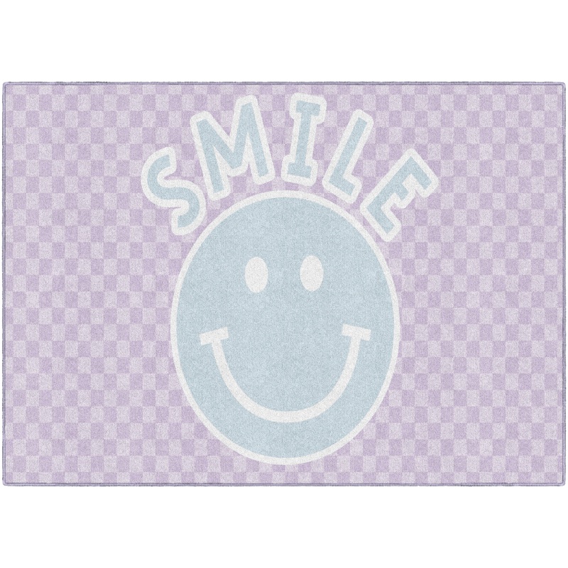 Smiley On Lavender Checkerboard Rug By Schoolgirl Style