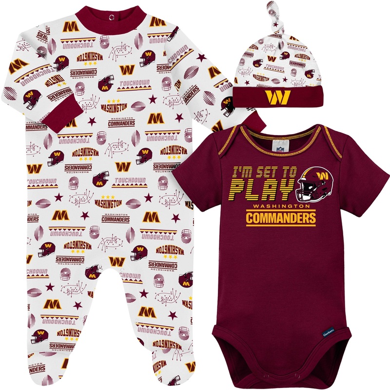 3-Piece Baby Boys Commanders Bodysuit, Sleep ‘N Play & Cap Set